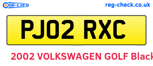 PJ02RXC are the vehicle registration plates.