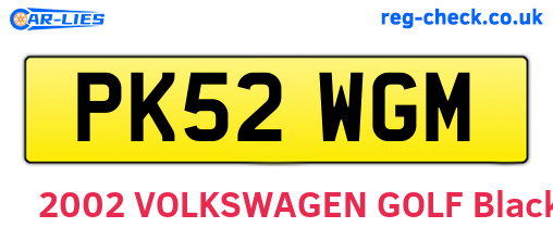 PK52WGM are the vehicle registration plates.