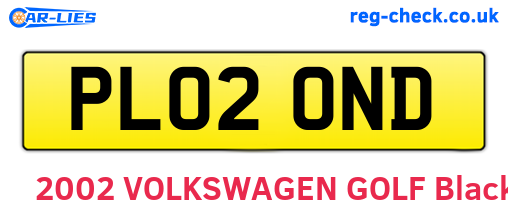 PL02OND are the vehicle registration plates.