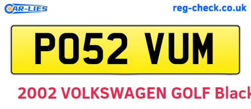 PO52VUM are the vehicle registration plates.