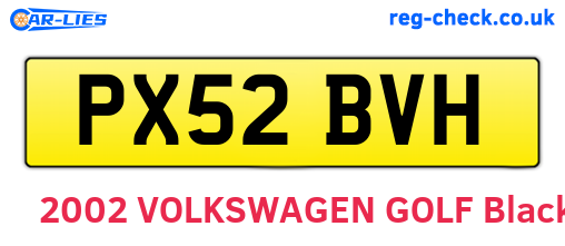 PX52BVH are the vehicle registration plates.