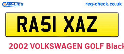 RA51XAZ are the vehicle registration plates.