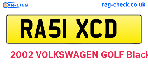 RA51XCD are the vehicle registration plates.