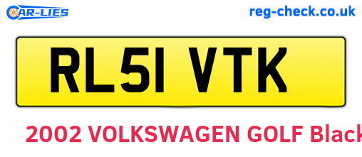 RL51VTK are the vehicle registration plates.