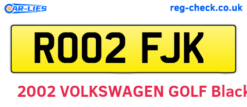 RO02FJK are the vehicle registration plates.