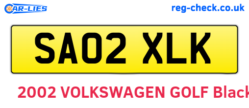 SA02XLK are the vehicle registration plates.