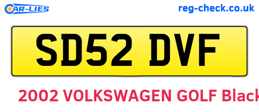 SD52DVF are the vehicle registration plates.