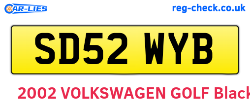 SD52WYB are the vehicle registration plates.