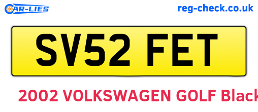 SV52FET are the vehicle registration plates.