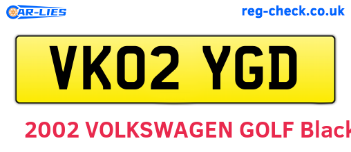 VK02YGD are the vehicle registration plates.