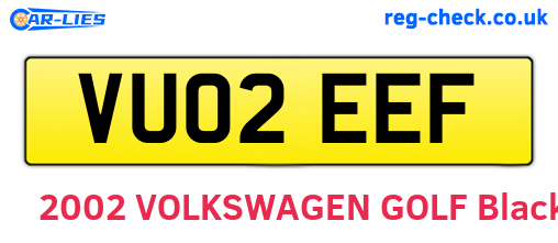 VU02EEF are the vehicle registration plates.