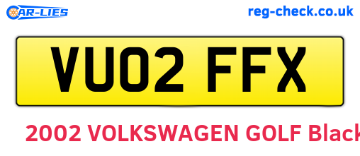 VU02FFX are the vehicle registration plates.