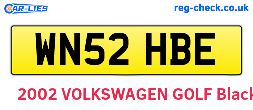 WN52HBE are the vehicle registration plates.