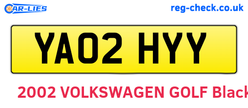YA02HYY are the vehicle registration plates.
