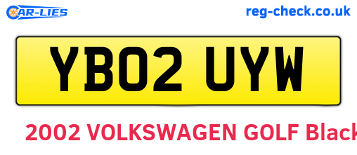 YB02UYW are the vehicle registration plates.