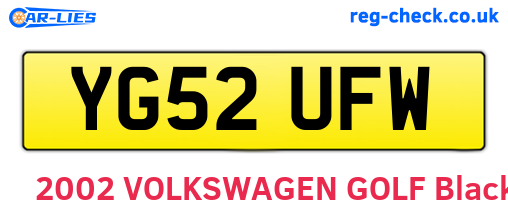 YG52UFW are the vehicle registration plates.