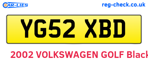 YG52XBD are the vehicle registration plates.