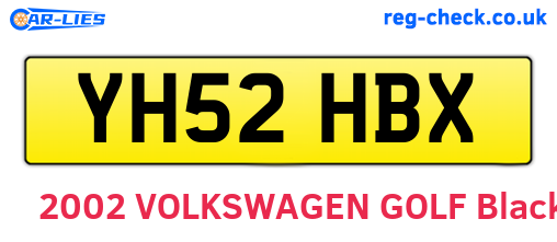 YH52HBX are the vehicle registration plates.