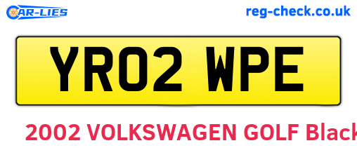 YR02WPE are the vehicle registration plates.