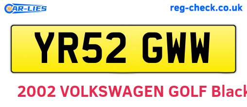 YR52GWW are the vehicle registration plates.