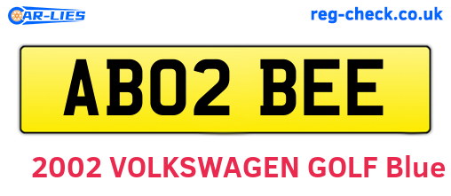 AB02BEE are the vehicle registration plates.
