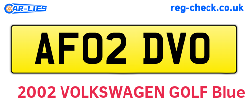 AF02DVO are the vehicle registration plates.