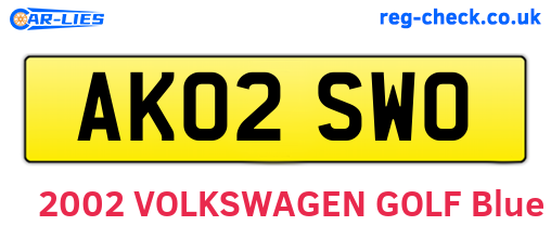 AK02SWO are the vehicle registration plates.