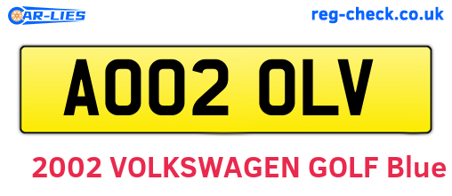 AO02OLV are the vehicle registration plates.