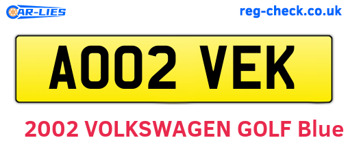 AO02VEK are the vehicle registration plates.