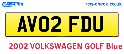 AV02FDU are the vehicle registration plates.