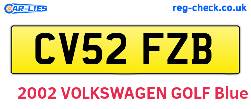CV52FZB are the vehicle registration plates.