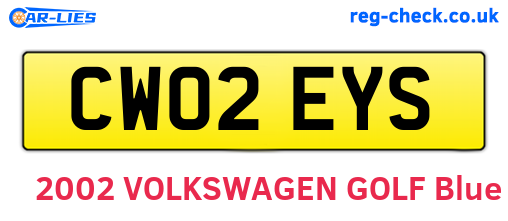 CW02EYS are the vehicle registration plates.