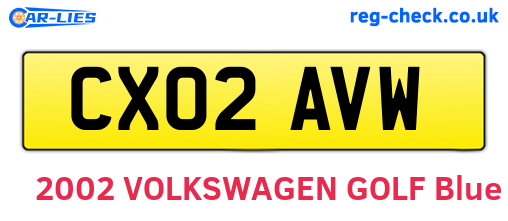 CX02AVW are the vehicle registration plates.