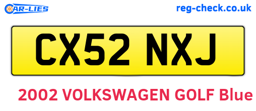 CX52NXJ are the vehicle registration plates.