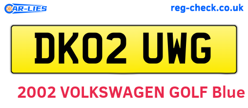 DK02UWG are the vehicle registration plates.