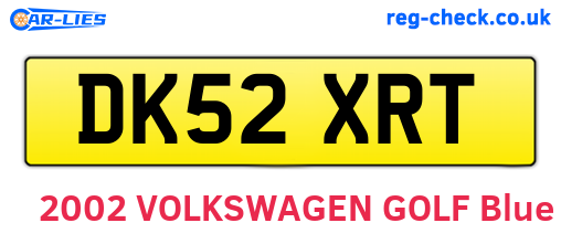 DK52XRT are the vehicle registration plates.