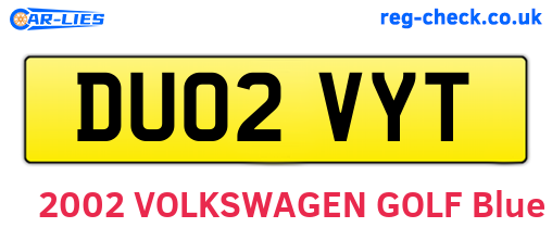 DU02VYT are the vehicle registration plates.