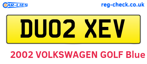 DU02XEV are the vehicle registration plates.