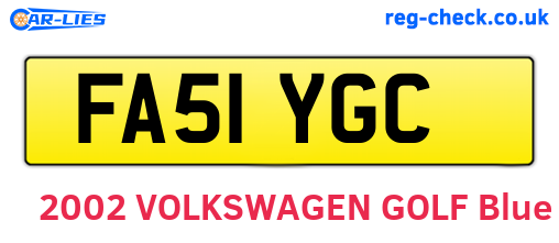 FA51YGC are the vehicle registration plates.