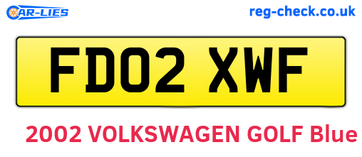 FD02XWF are the vehicle registration plates.