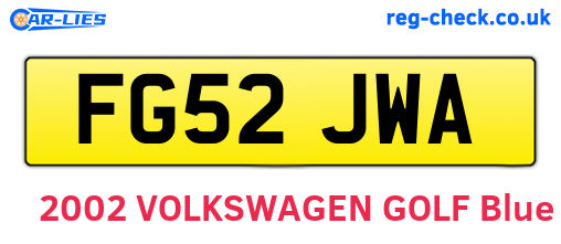 FG52JWA are the vehicle registration plates.