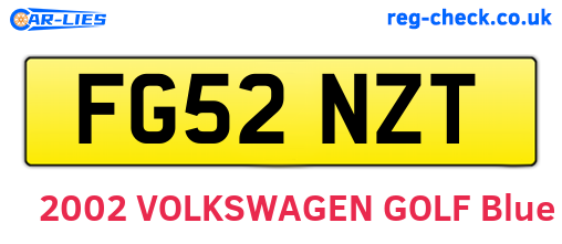 FG52NZT are the vehicle registration plates.
