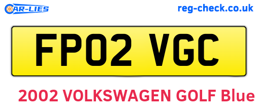 FP02VGC are the vehicle registration plates.