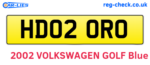 HD02ORO are the vehicle registration plates.