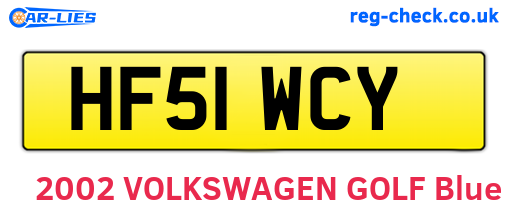 HF51WCY are the vehicle registration plates.