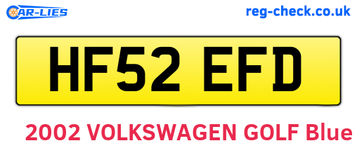 HF52EFD are the vehicle registration plates.