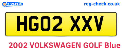HG02XXV are the vehicle registration plates.