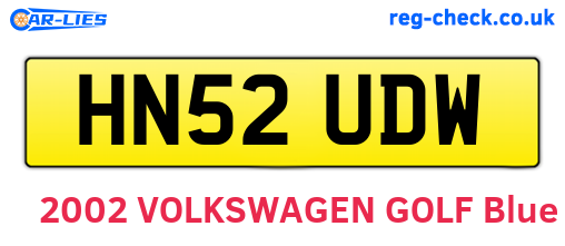HN52UDW are the vehicle registration plates.
