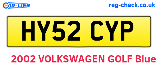 HY52CYP are the vehicle registration plates.