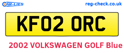 KF02ORC are the vehicle registration plates.